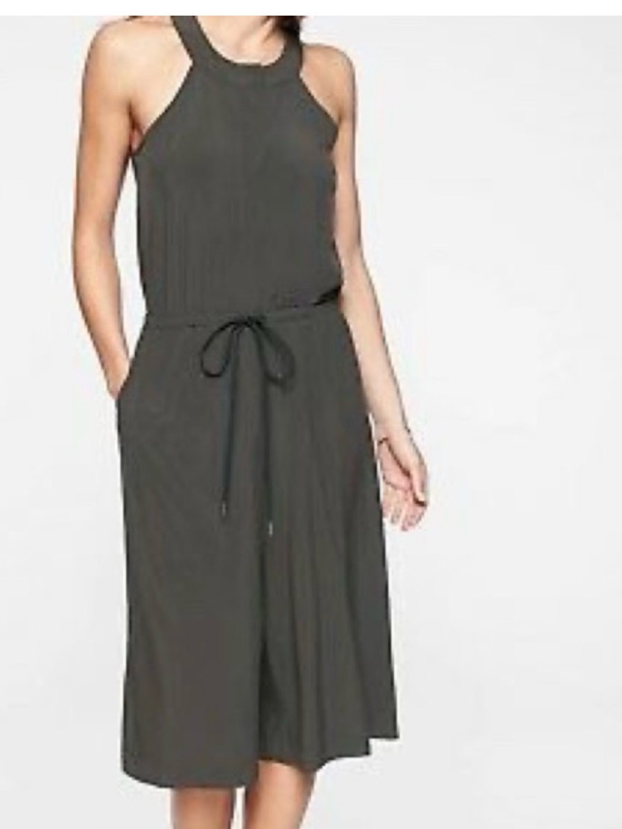 Athleta Mercer Dark Grey Open Back Wide Leg Romper Size 4